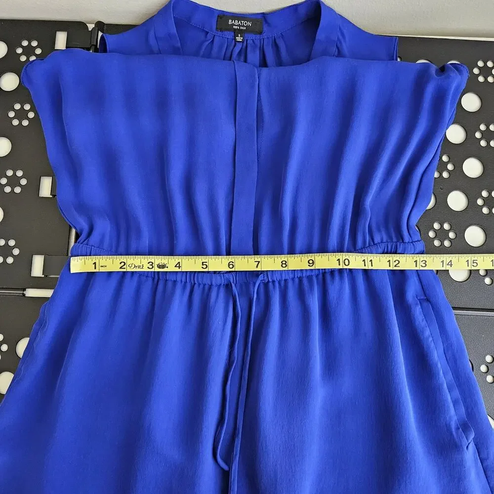 Aritzia Babaton Blue Silk Mini Dress Sleeveless With‎ Pockets | Women's Small